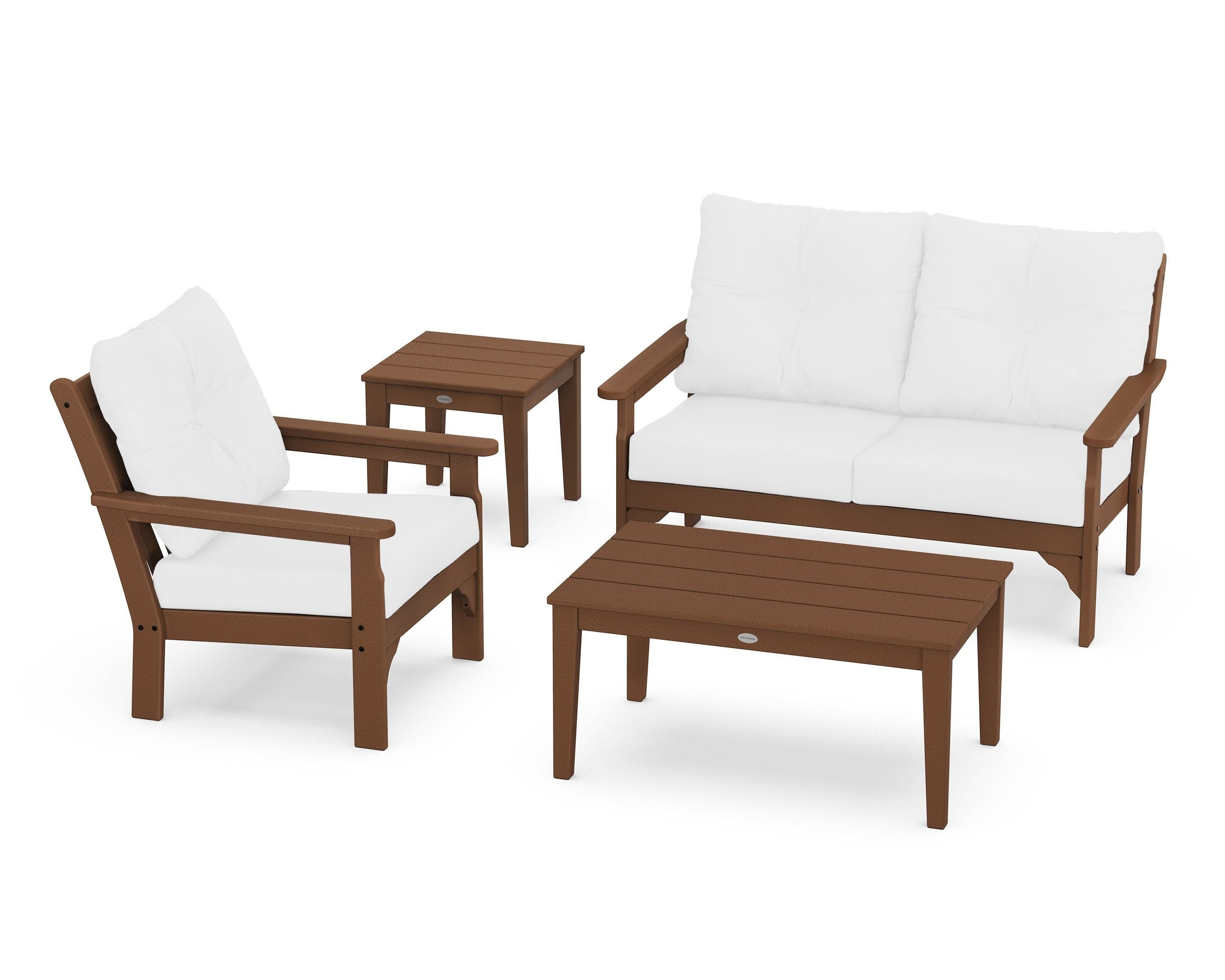 POLYWOOD® Vineyard 4-Piece Deep Seating Set in Teak / Natural