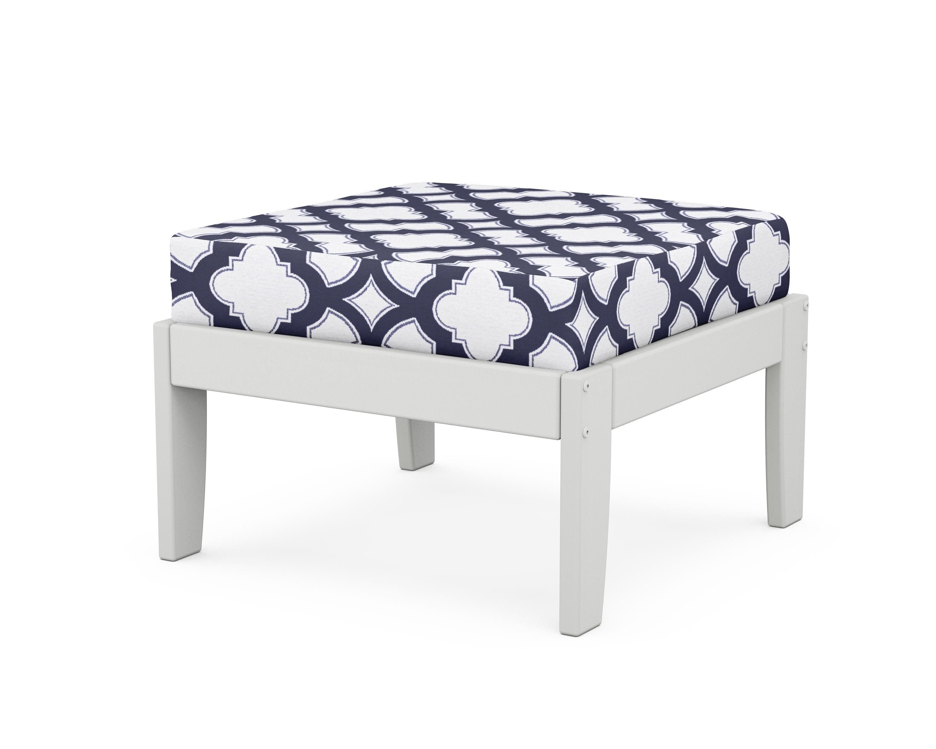 Unbranded Modular Ottoman - Classic in White / Trellis Navy