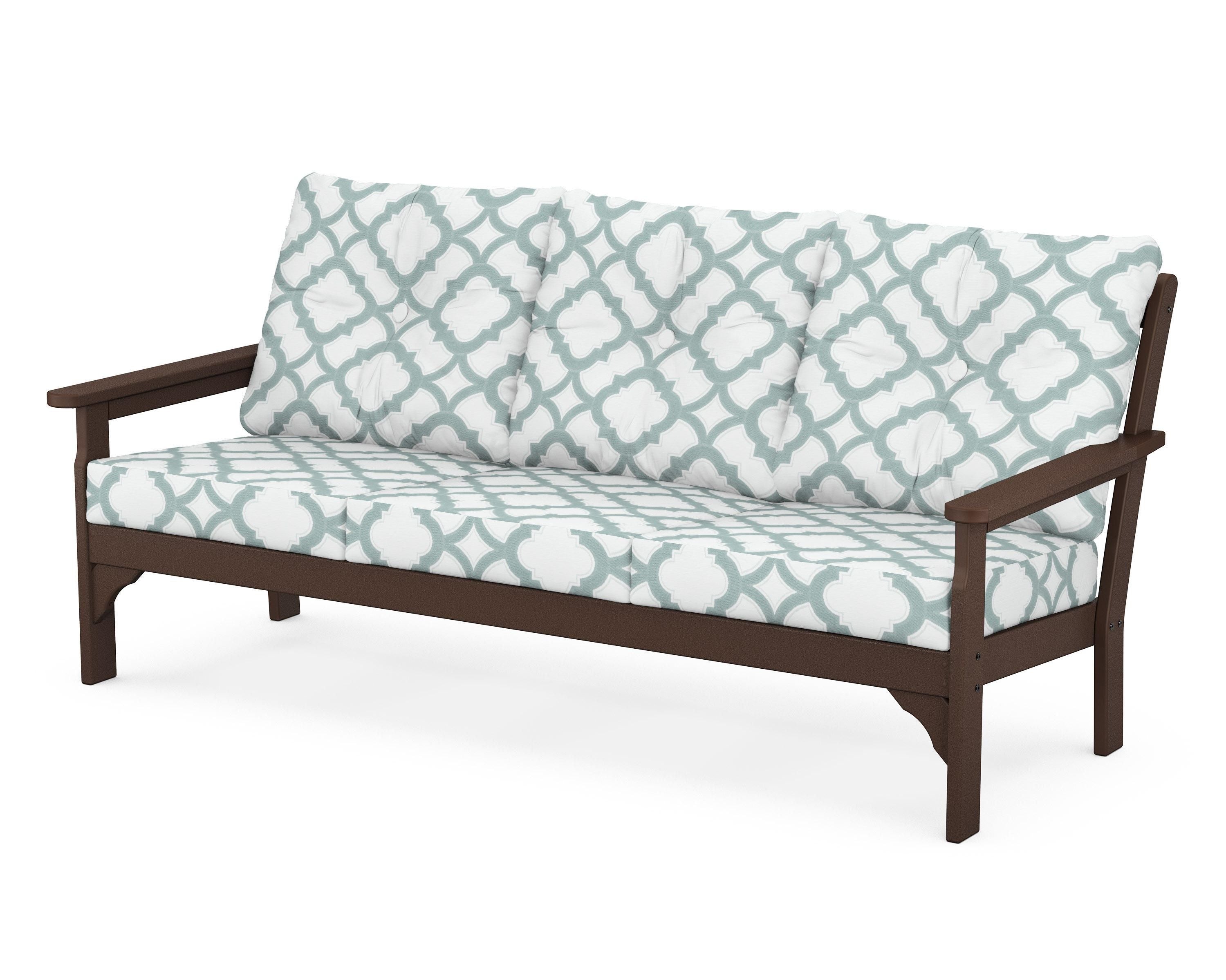 POLYWOOD® Vineyard Deep Seating Sofa in Mahogany / Trellis Glacier Spa