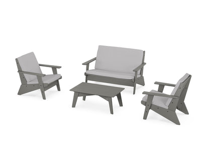 POLYWOOD® Riviera Modern Lounge 4-Piece Set in Slate Grey / Granite