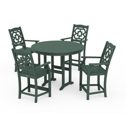 Chinoiserie 5-Piece Round Farmhouse Counter Set