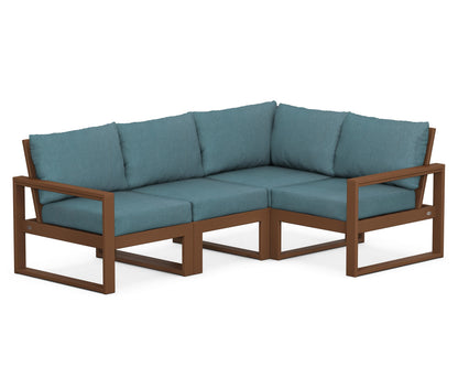 POLYWOOD® EDGE 4-Piece Modular Deep Seating Set in Teak / Ocean Teal