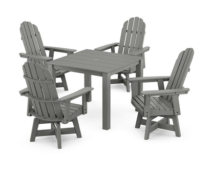 POLYWOOD® Vineyard Curveback Adirondack 5-Piece Parsons Swivel Dining Set in Slate Grey