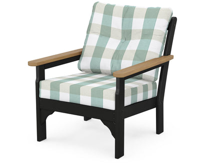POLYWOOD® Vineyard Deep Seating Chair in Black / Natural / Buffalo Plaid Glacier Spa