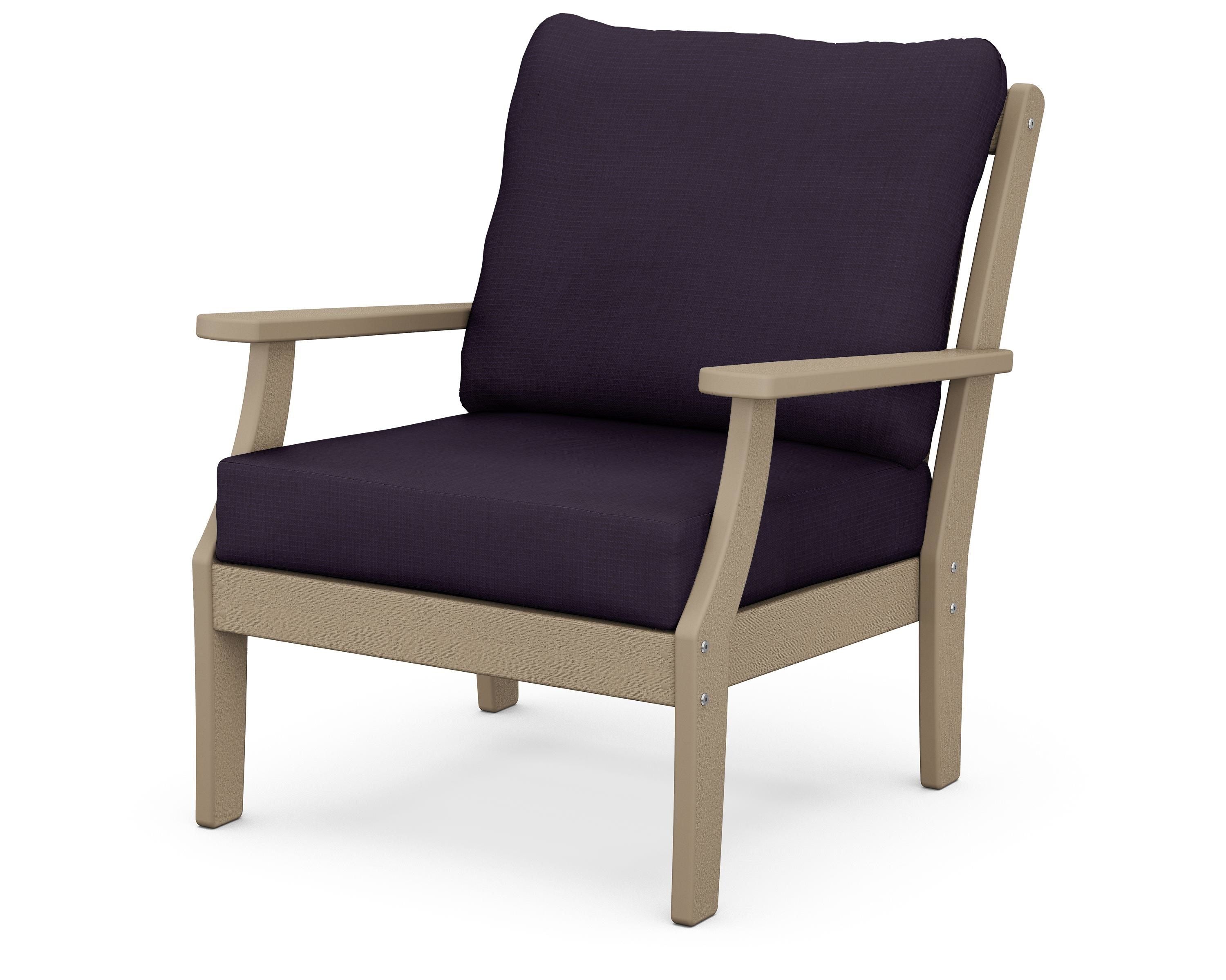 POLYWOOD® Braxton Deep Seating Chair in Vintage Sahara / Navy Linen