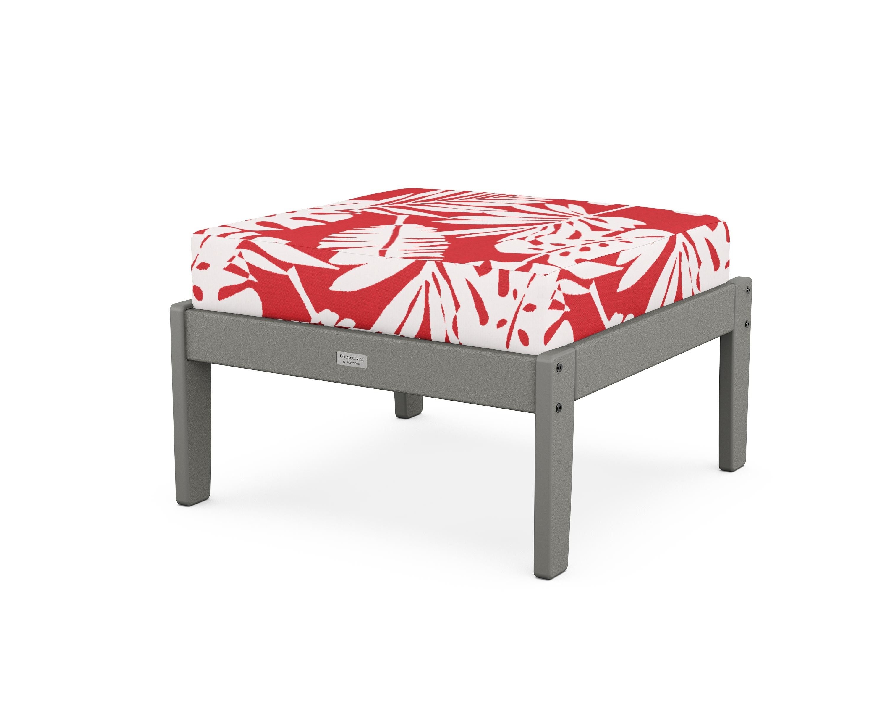 Country Living Cottage Deep Seating Ottoman in Slate Grey / Leaf Crimson