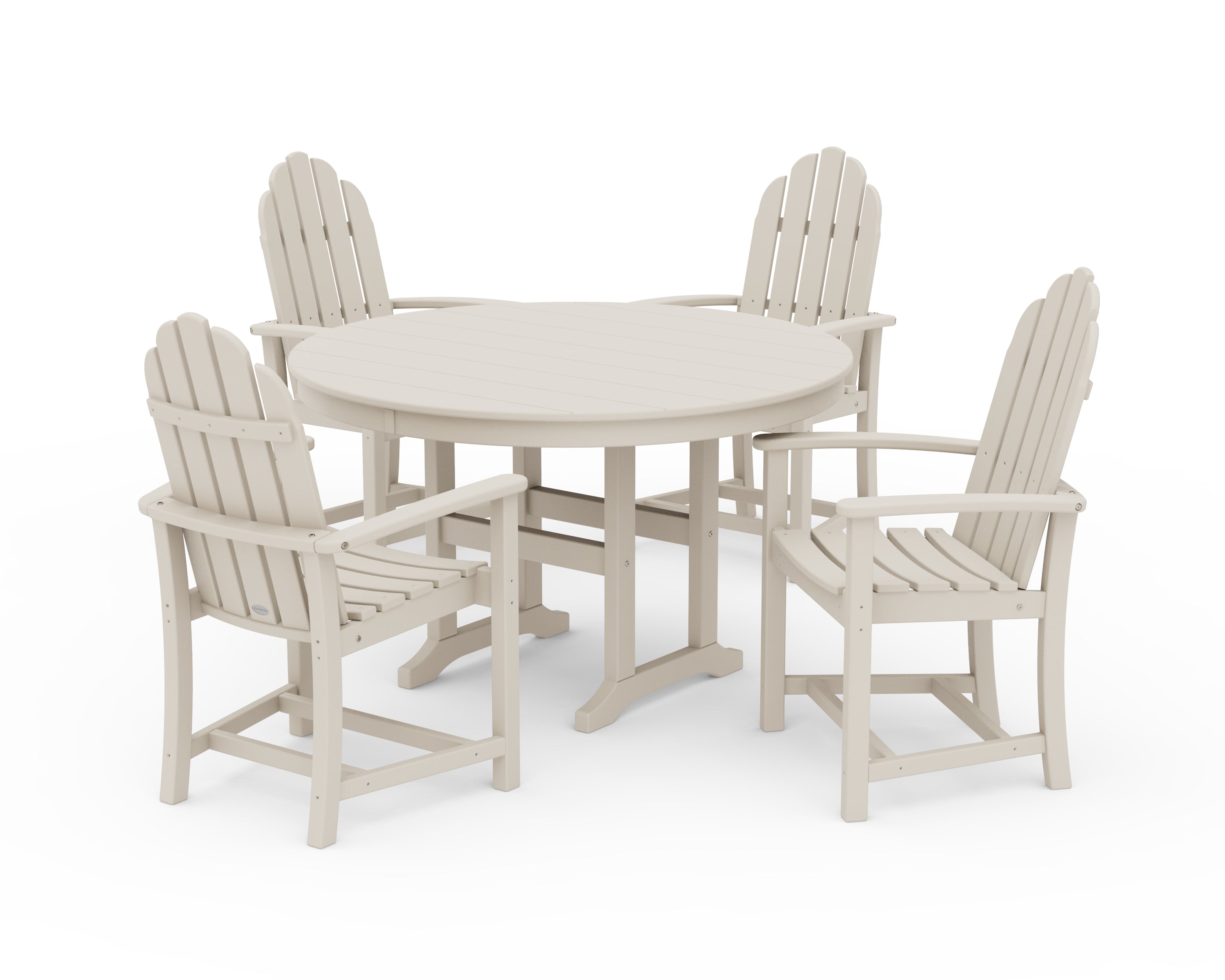 POLYWOOD® Classic Adirondack 5-Piece Round Farmhouse Dining Set in Sand