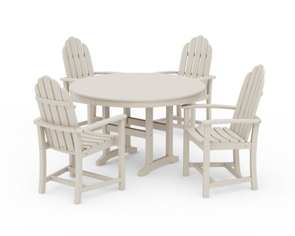 POLYWOOD® Classic Adirondack 5-Piece Round Farmhouse Dining Set in Sand