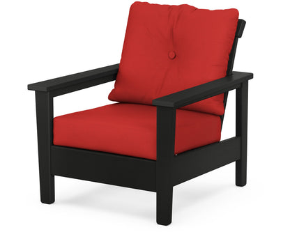 POLYWOOD® Prescott Deep Seating Chair in Black / Crimson Linen