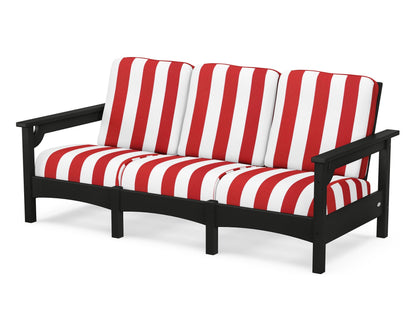 POLYWOOD® Club Sofa in Black / Cabana Stripe Crimson