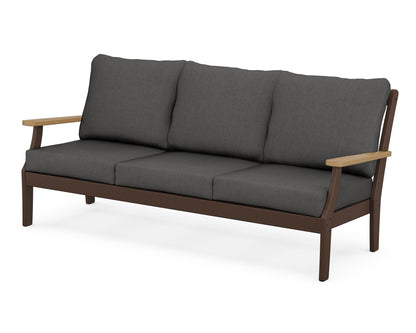 POLYWOOD® Braxton Deep Seating Sofa in Mahogany / Natural / Spectrum Carbon