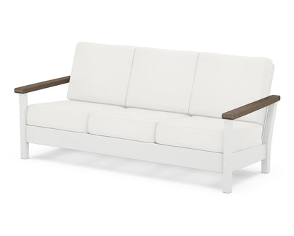 POLYWOOD® Harbour Deep Seating Sofa in White / Kona / Natural Linen