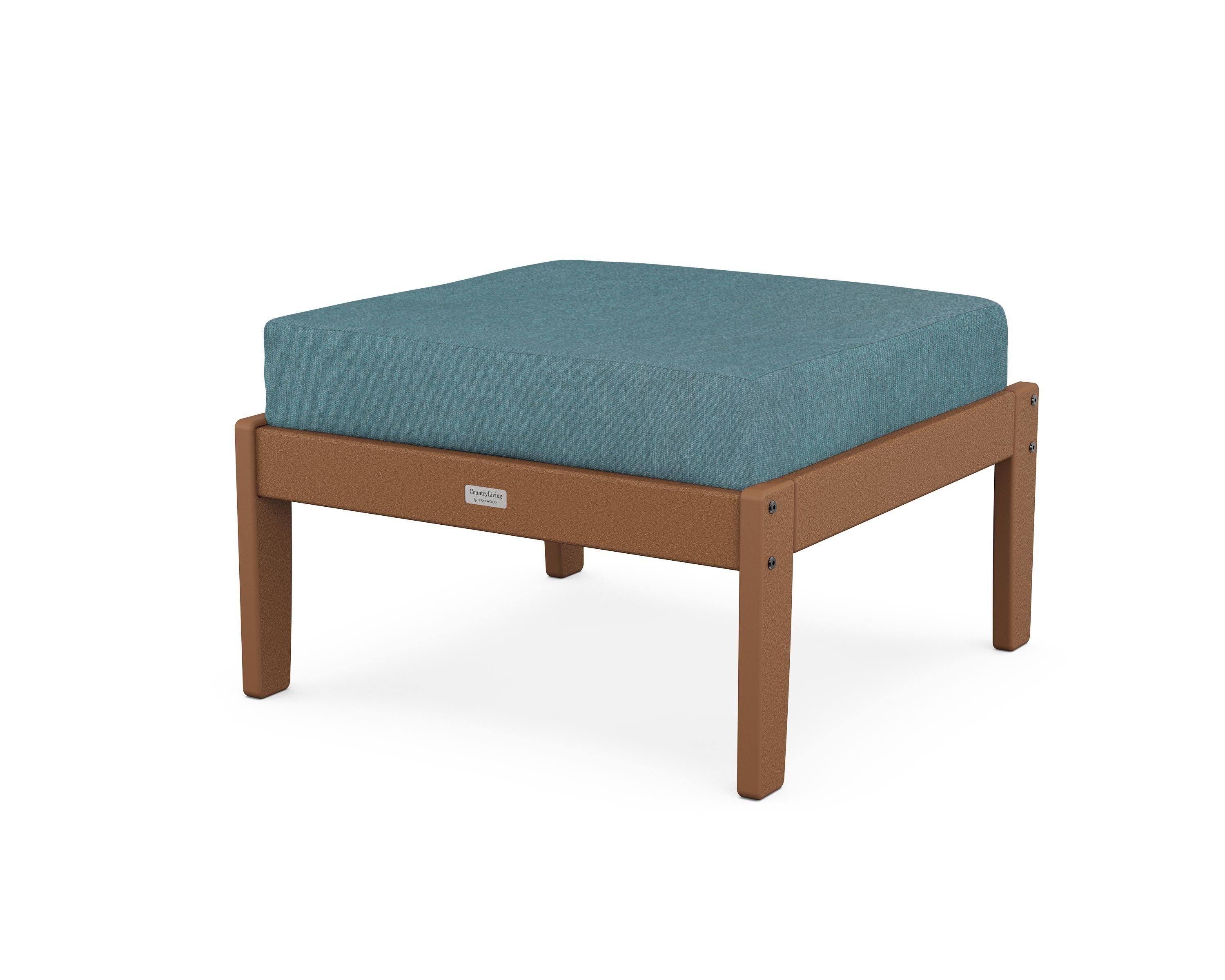Country Living Cottage Deep Seating Ottoman in Teak / Ocean Teal