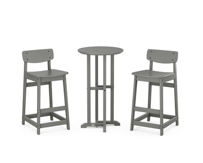 POLYWOOD® Modern Studio Urban Lowback Bar Chair 3-Piece Bistro Set in Slate Grey