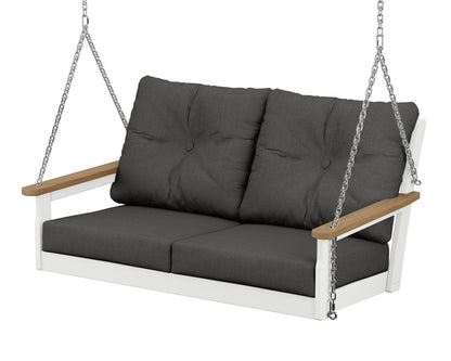 POLYWOOD® Vineyard Deep Seating Swing in White / Natural / Spectrum Carbon
