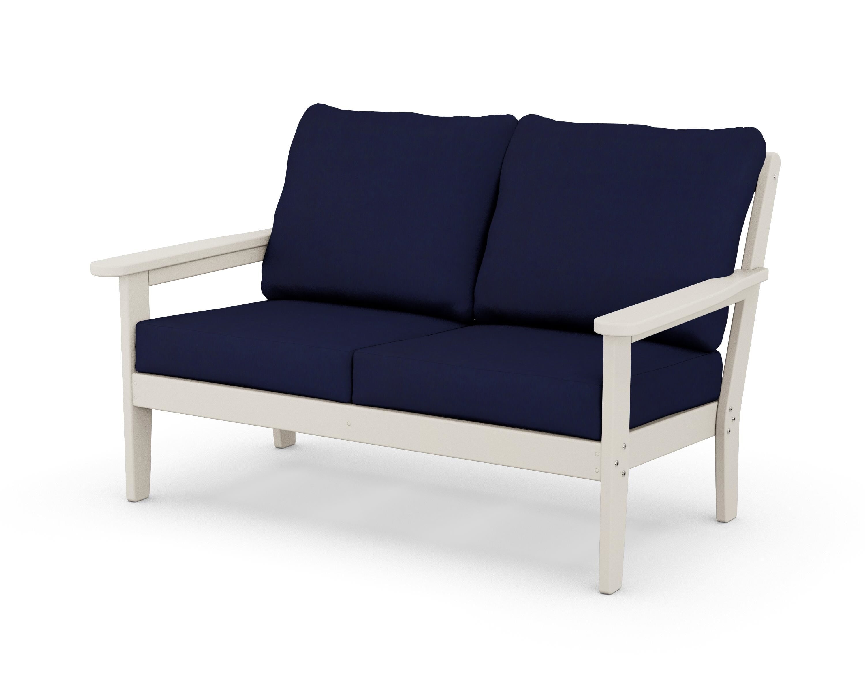 Country Living Cottage Deep Seating Loveseat in Sand / Navy