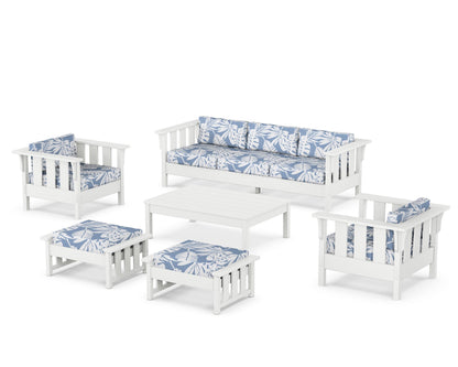 Martha Stewart by POLYWOOD® Acadia 6-Piece Lounge Sofa Set in White / Leaf Sky Blue