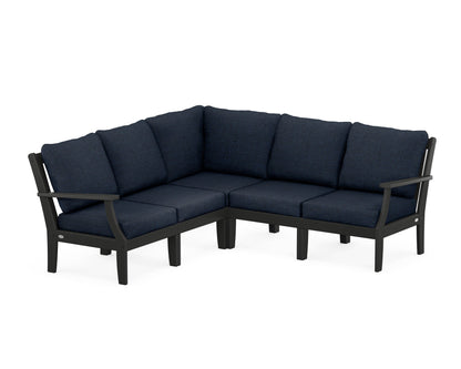 POLYWOOD® Braxton Modular 5-Piece Deep Seating Set in Black / Marine Indigo