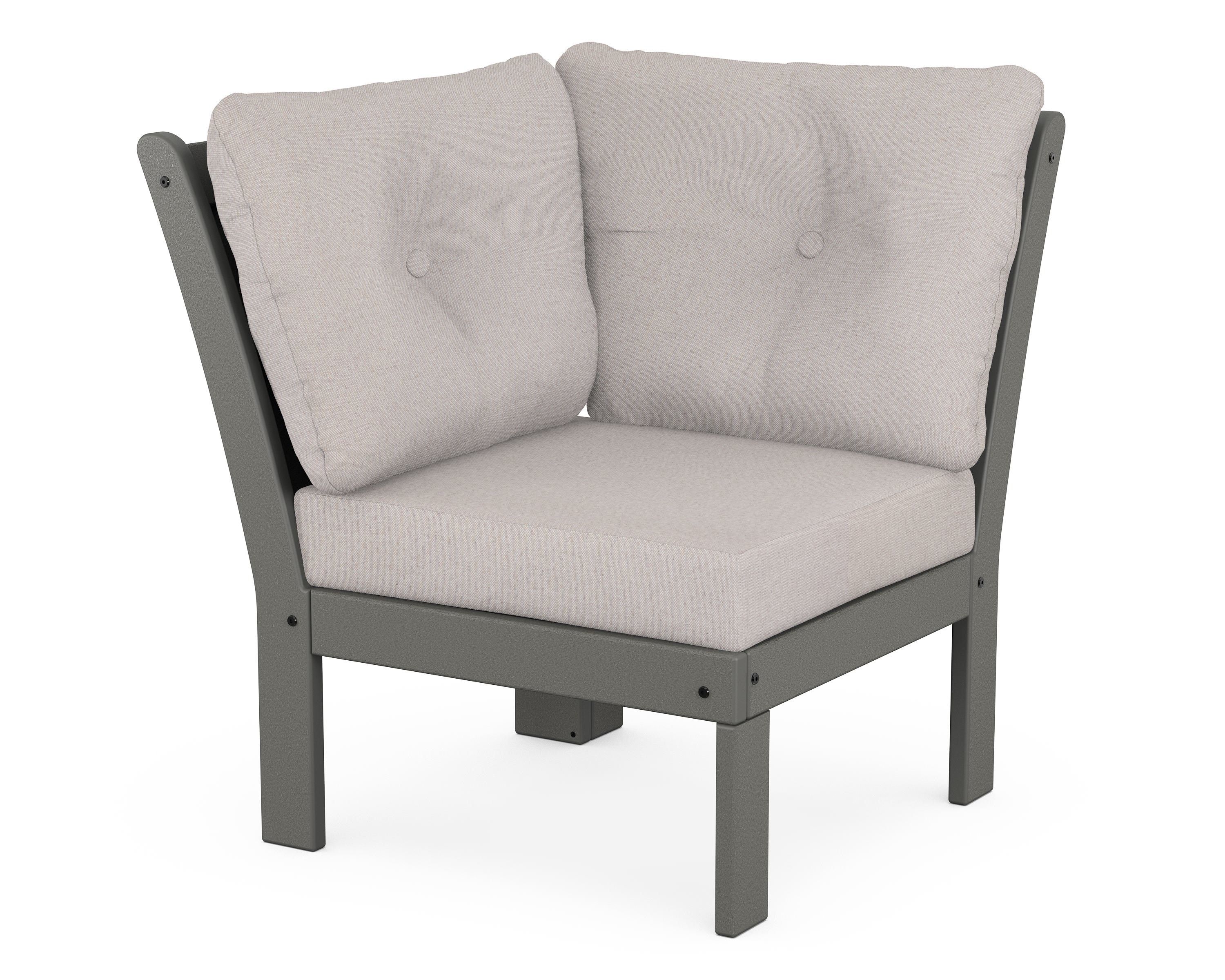POLYWOOD® Vineyard Modular Corner Chair in Slate Grey / Dune Burlap