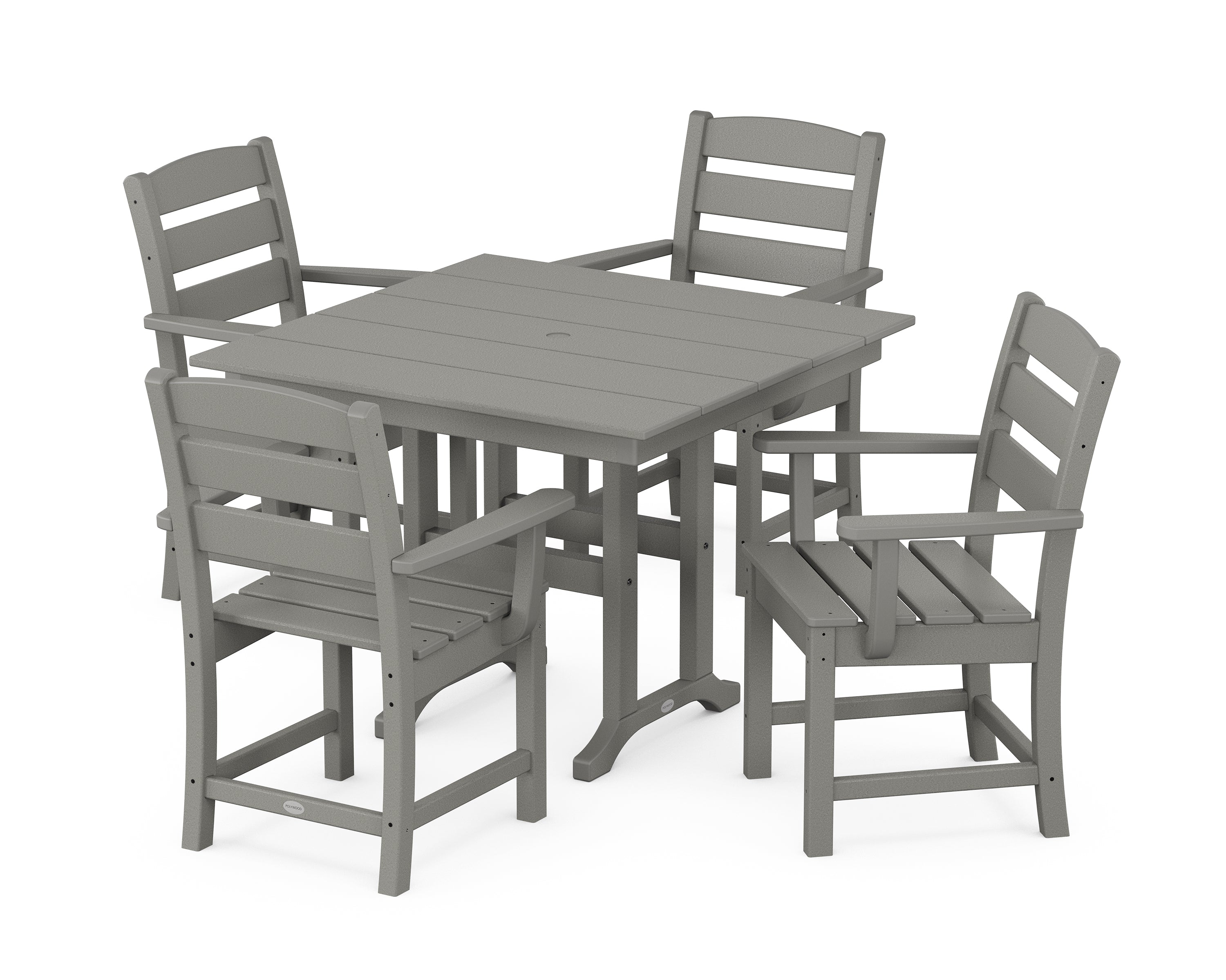POLYWOOD® Lakeside 5-Piece Farmhouse Dining Set in Slate Grey