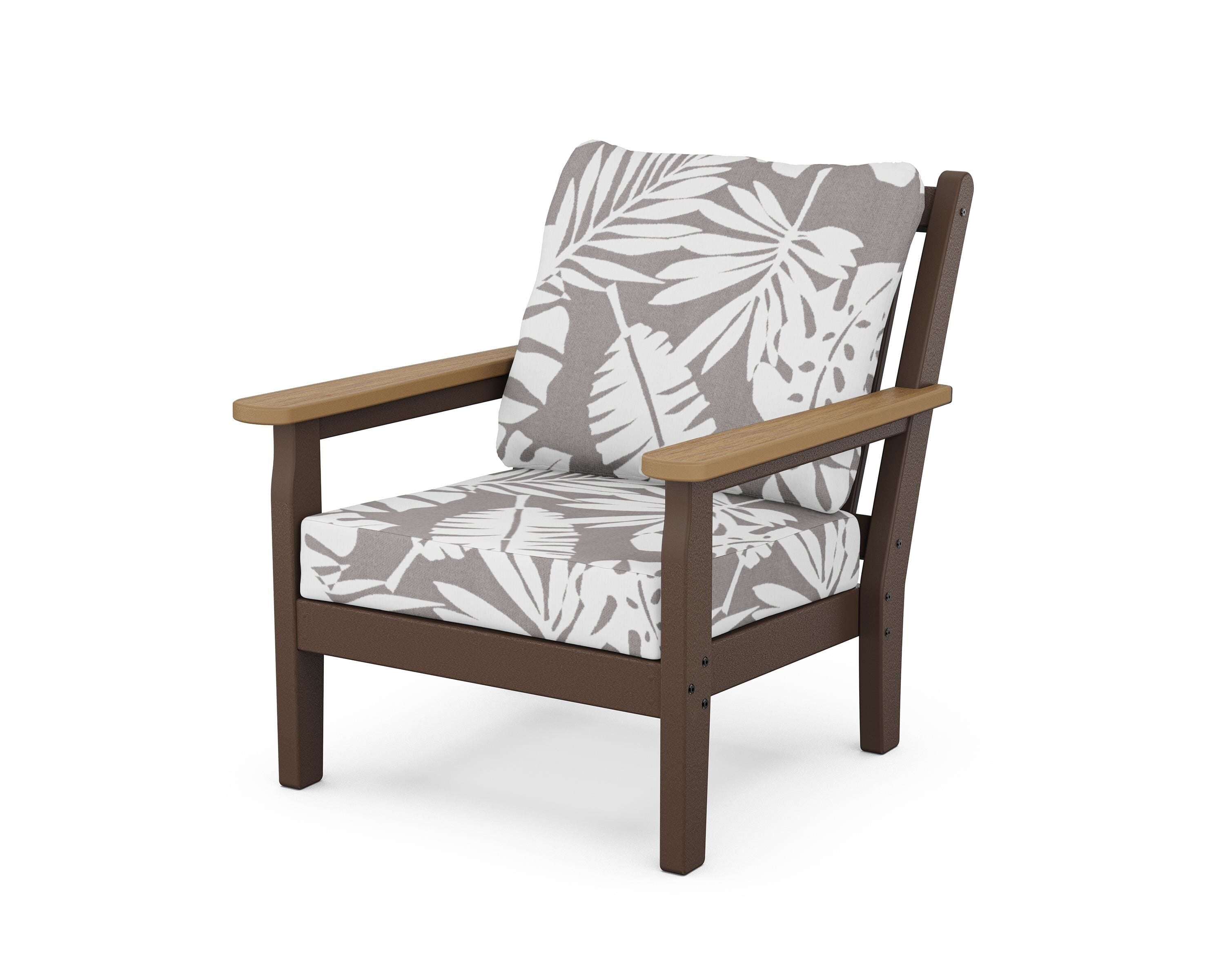 POLYWOOD® Chippendale Deep Seating Chair in Mahogany / Natural / Leaf Grey Mist