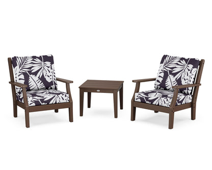 Country Living Wovendale 3-Piece Deep Seating Set in Mahogany / Leaf Navy