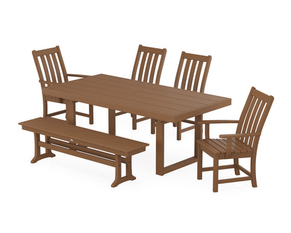 POLYWOOD® Vineyard 6-Piece Dining Set with Bench in Teak
