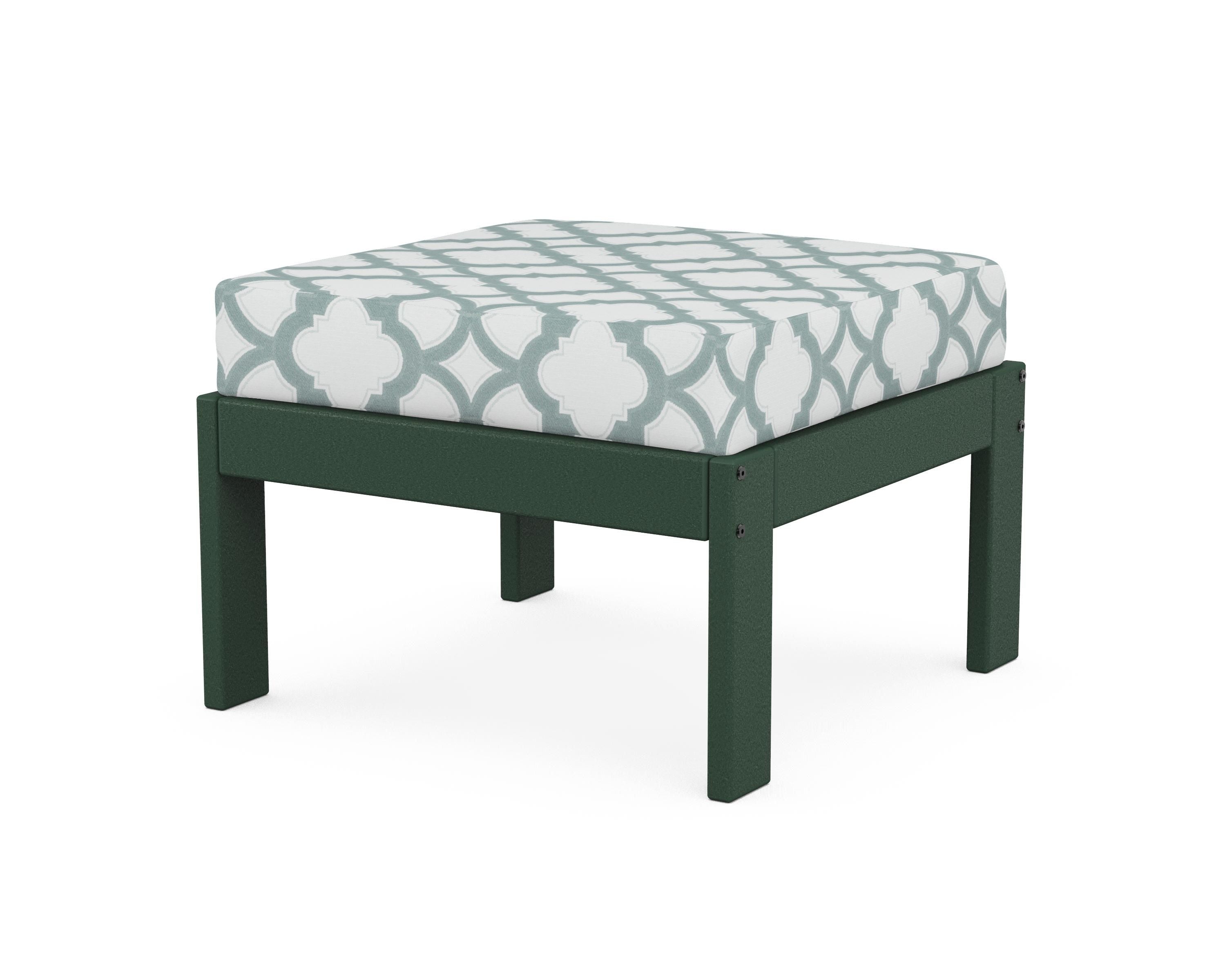 POLYWOOD® Vineyard Modular Ottoman in Green / Trellis Glacier Spa