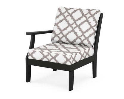 POLYWOOD® Braxton Modular Left Arm Chair in Black / Trellis Grey Mist