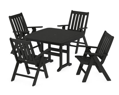 POLYWOOD® Vineyard Folding Chair 5-Piece Dining Set in Black