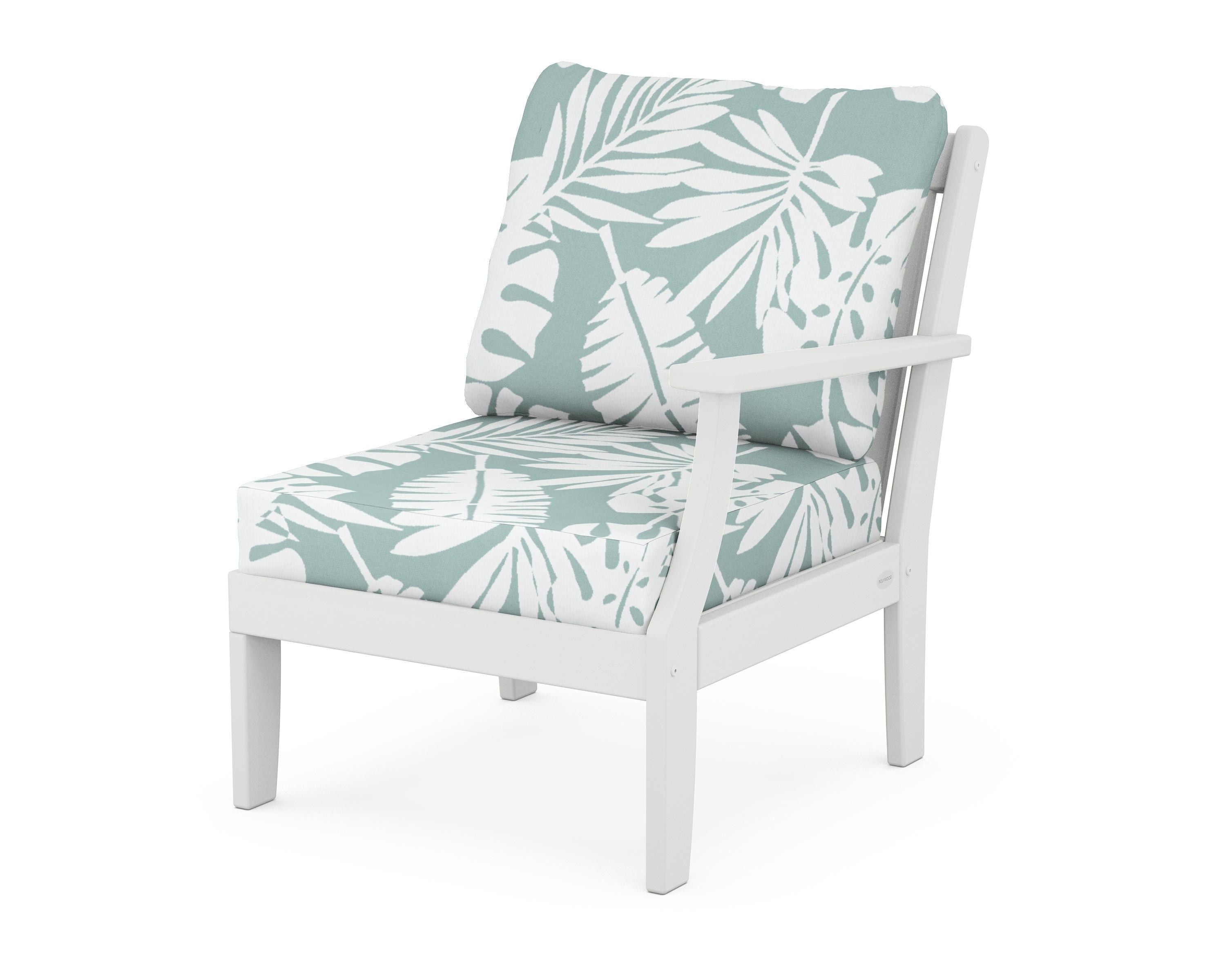 POLYWOOD® Braxton Modular Right Arm Chair in White / Leaf Glacier Spa