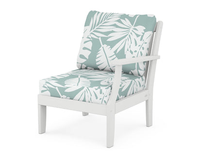 POLYWOOD® Braxton Modular Right Arm Chair in White / Leaf Glacier Spa