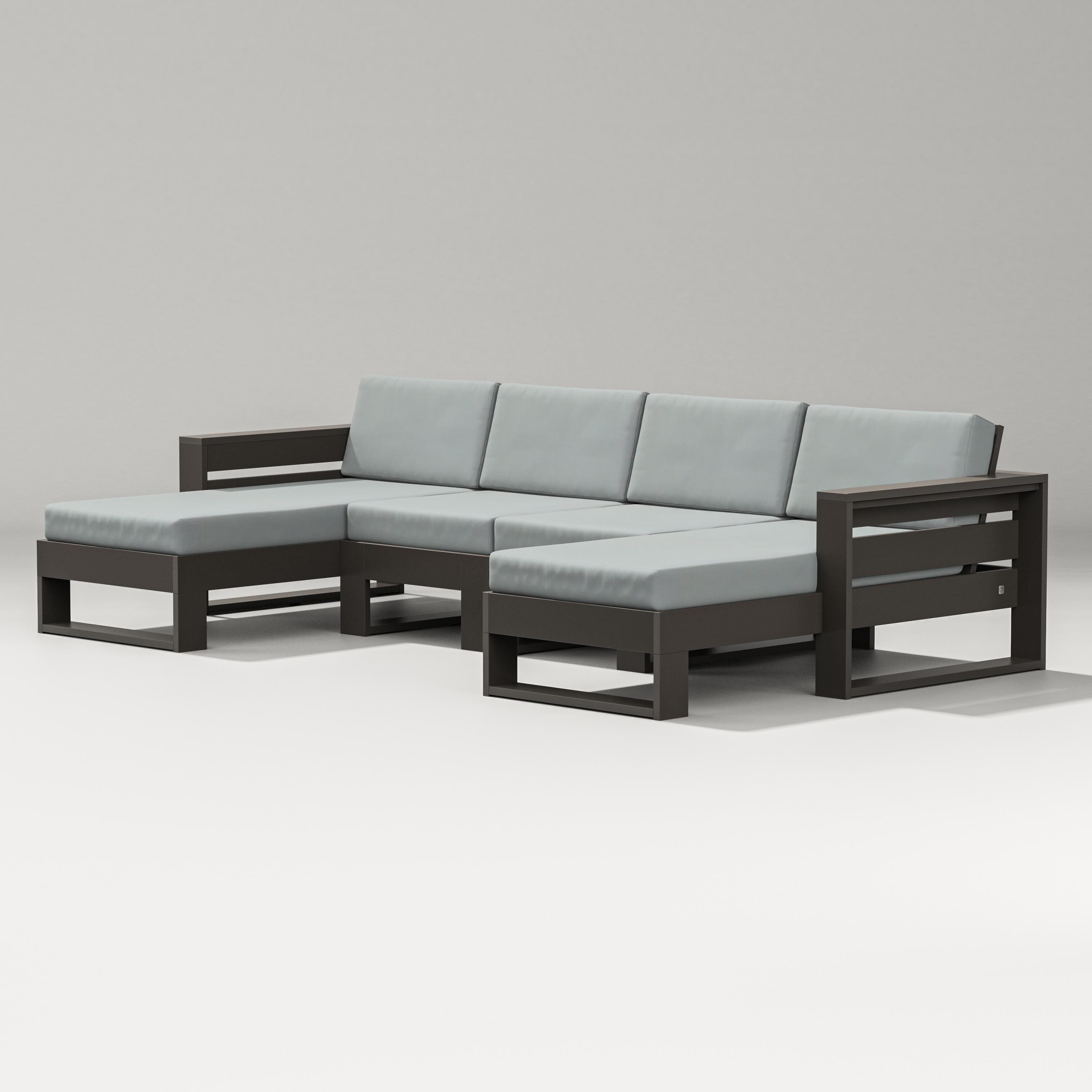 PW Designer Series Latitude Double Chaise Sectional in Vintage Coffee / Spa