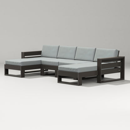 PW Designer Series Latitude Double Chaise Sectional in Vintage Coffee / Spa