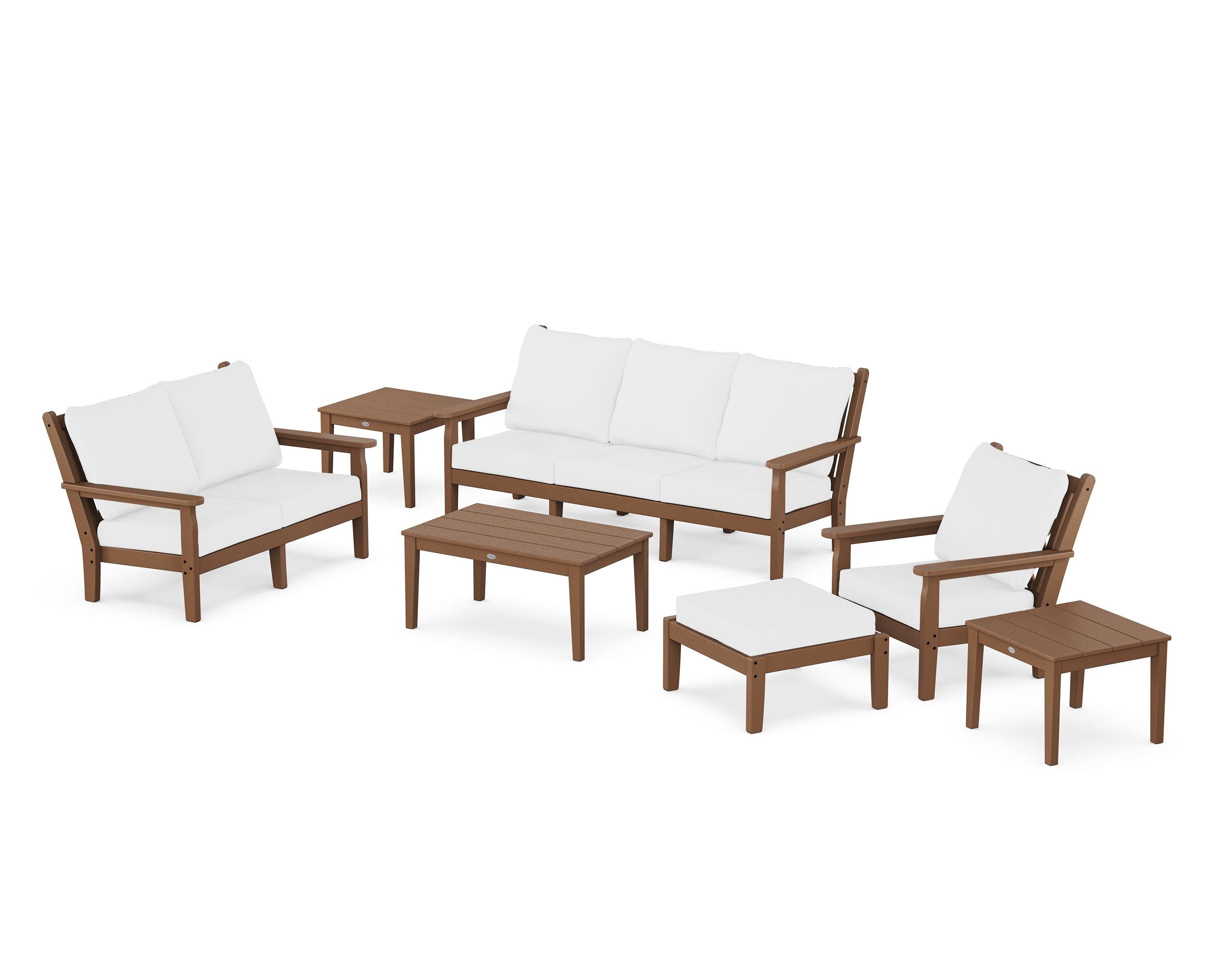 POLYWOOD® Chippendale 7-Piece Deep Seating Set in Teak / Natural
