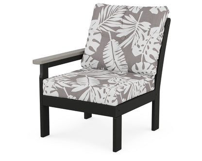 POLYWOOD® Vineyard Modular Left Arm Chair in Black / Driftwood / Leaf Grey Mist