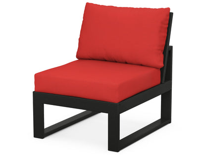 Unbranded Modular Armless Chair in Black / Crimson Linen