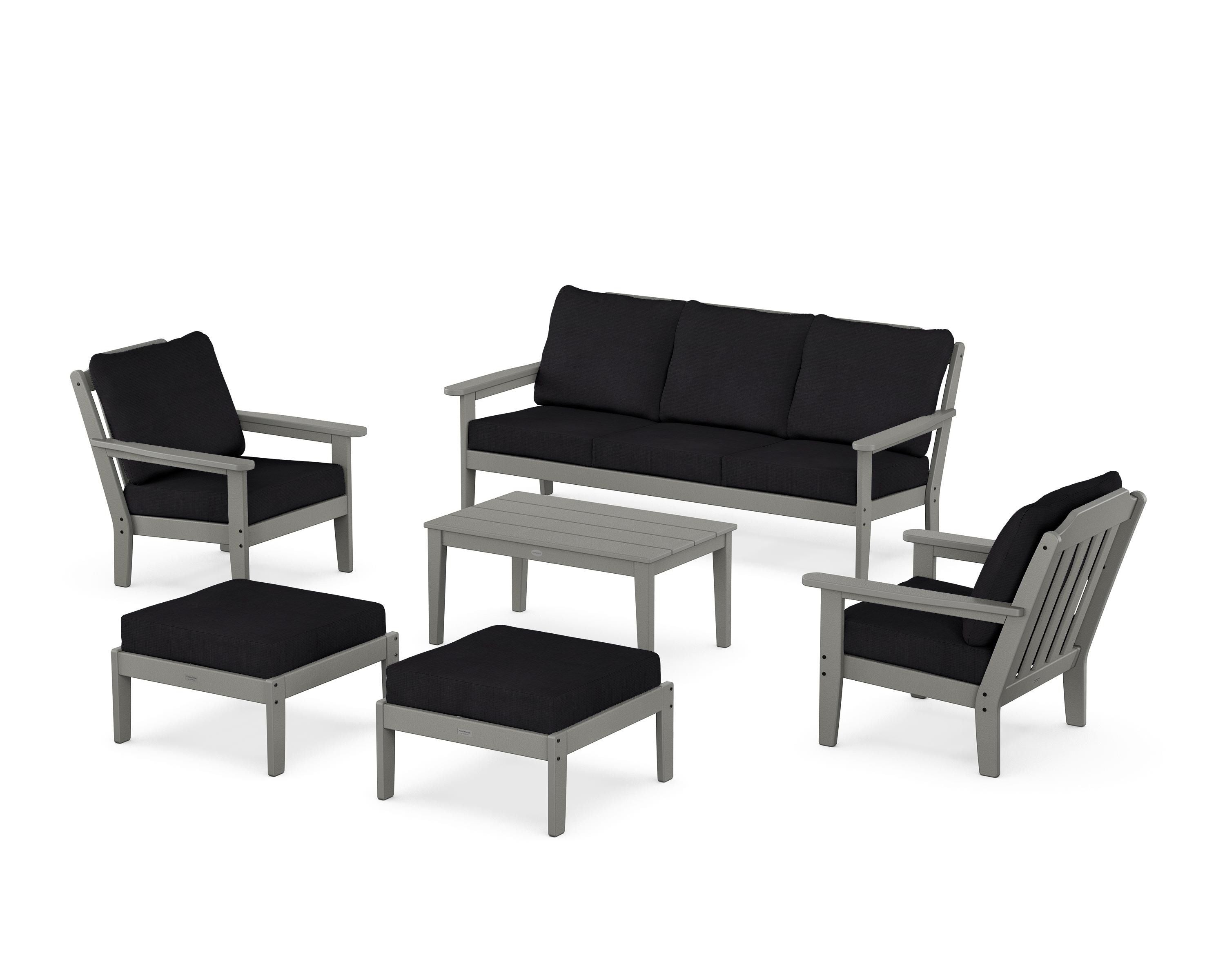 Country Living Cottage 6-Piece Lounge Sofa Set in Slate Grey / Midnight Linen