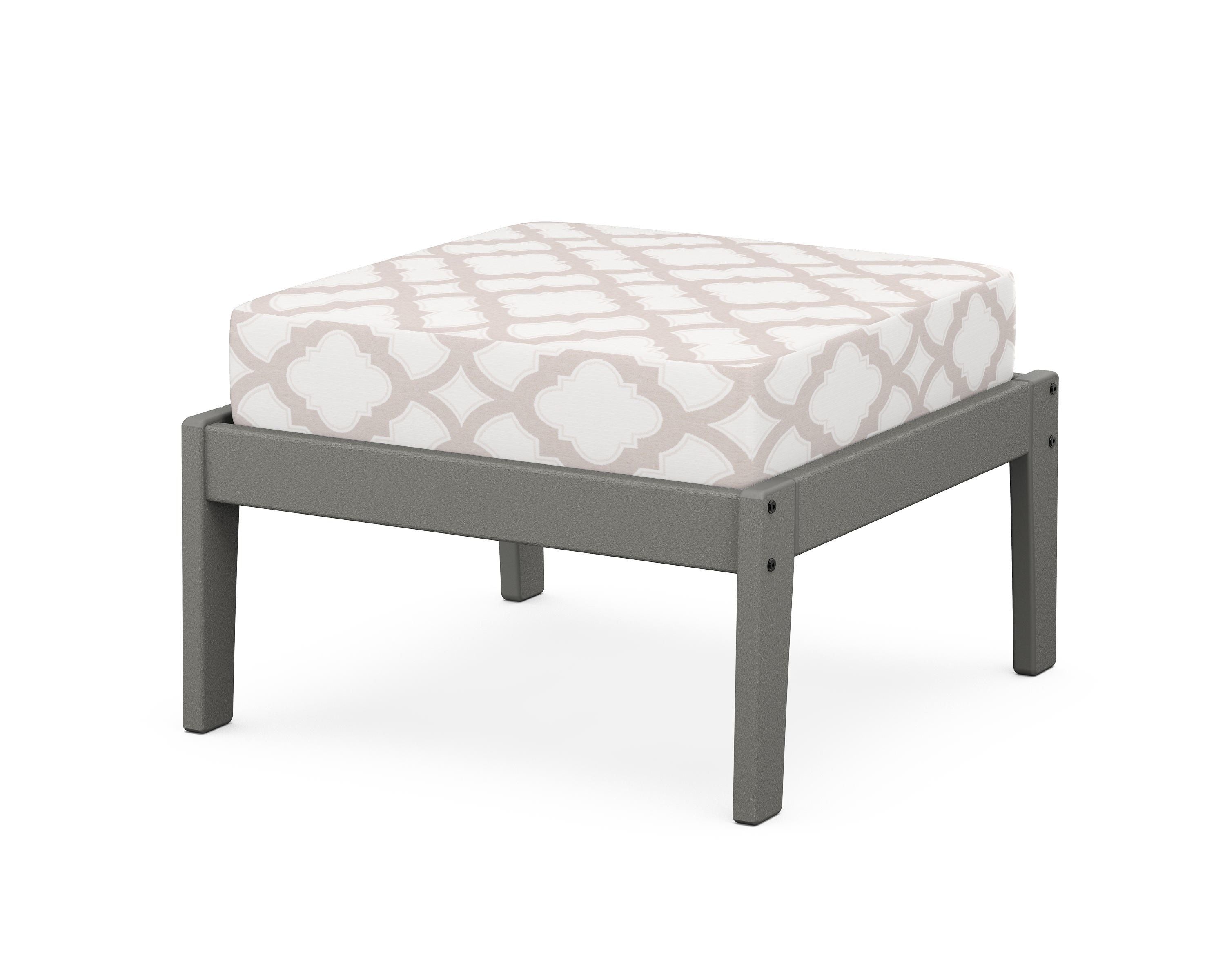 Unbranded Deep Seating Ottoman in Slate Grey / Trellis Dune Burlap