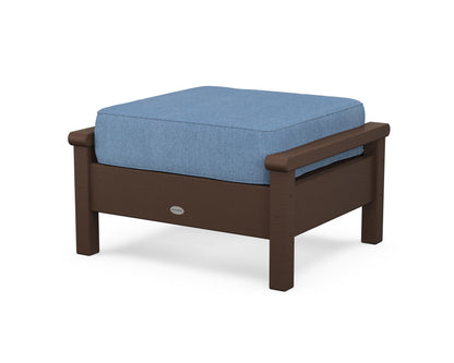 POLYWOOD® Harbour Deep Seating Ottoman in Mahogany / Sky Blue
