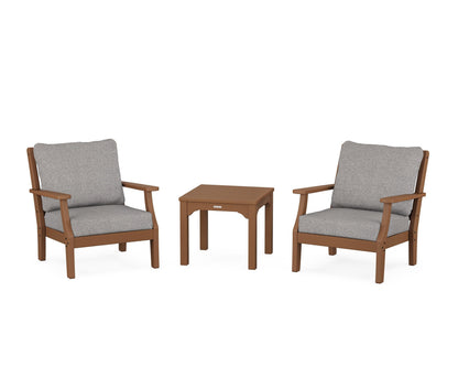 Martha Stewart by POLYWOOD® Chinoiserie 3-Piece Deep Seating Set in Teak / Grey Mist