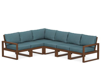 POLYWOOD® EDGE 6-Piece Modular Deep Seating Set in Teak / Ocean Teal