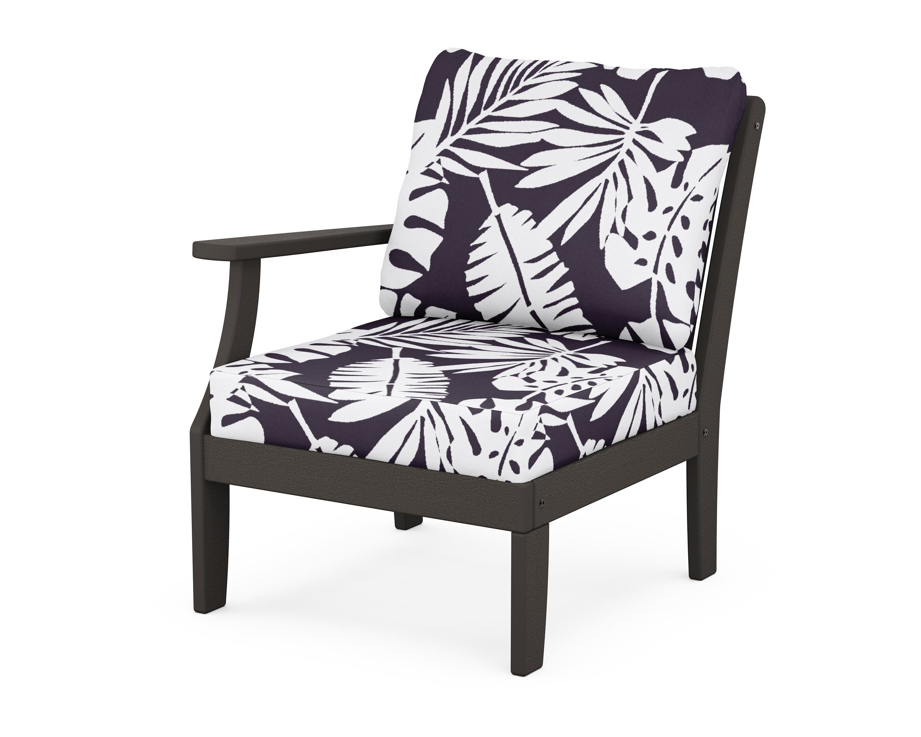 POLYWOOD® Braxton Modular Left Arm Chair in Vintage Coffee / Leaf Navy