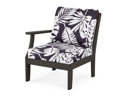 POLYWOOD® Braxton Modular Left Arm Chair in Vintage Coffee / Leaf Navy