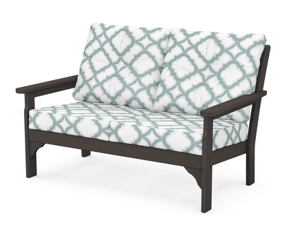 POLYWOOD® Vineyard Deep Seating Loveseat in Vintage Coffee / Trellis Glacier Spa