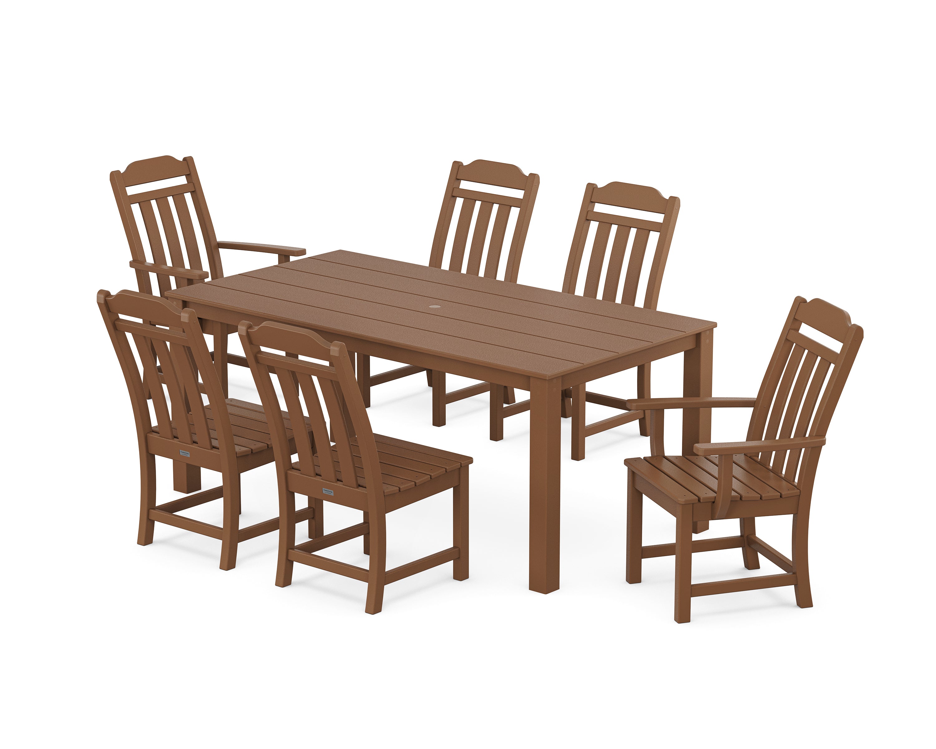 Country Living Cottage 7-Piece Parsons Dining Set in Teak