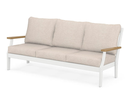POLYWOOD® Braxton Deep Seating Sofa in White / Natural / Blend Linen