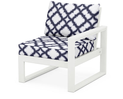 POLYWOOD® EDGE Modular Right Arm Chair in Vintage White / Trellis Navy