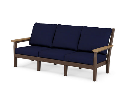POLYWOOD® Chippendale Deep Seating Sofa in Mahogany / Natural / Navy