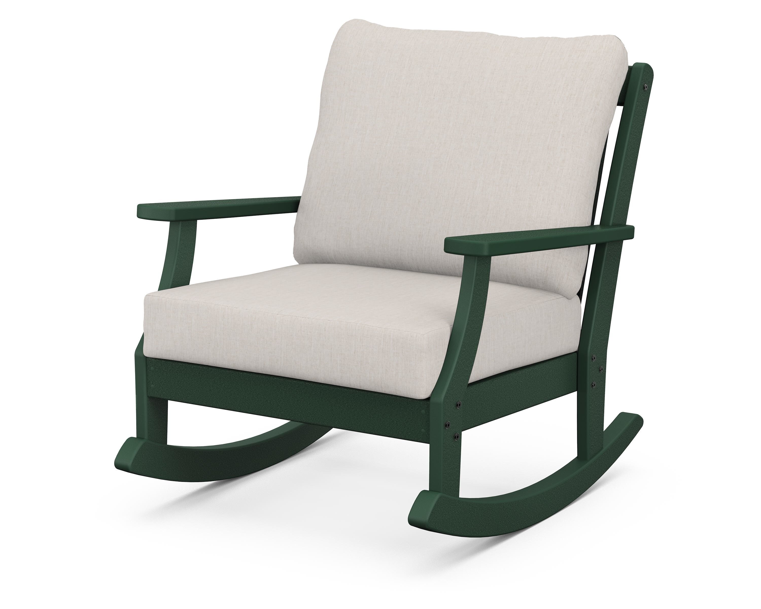 POLYWOOD® Braxton Deep Seating Rocking Chair in Green / Cast Ash